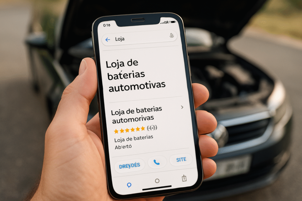 Resultado de pesquisa no Google Meu Negócio para loja de bateria automotiva perto de mim